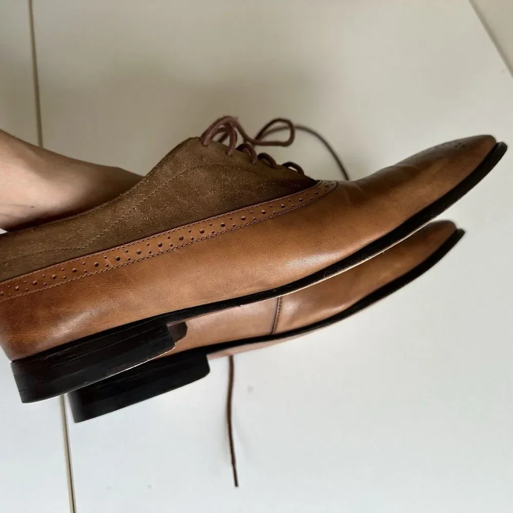 Oliver Sweeney Two‎ Tone Tan Brown Suede Leather Shoes Sanago UK 10 US 12 EU 44